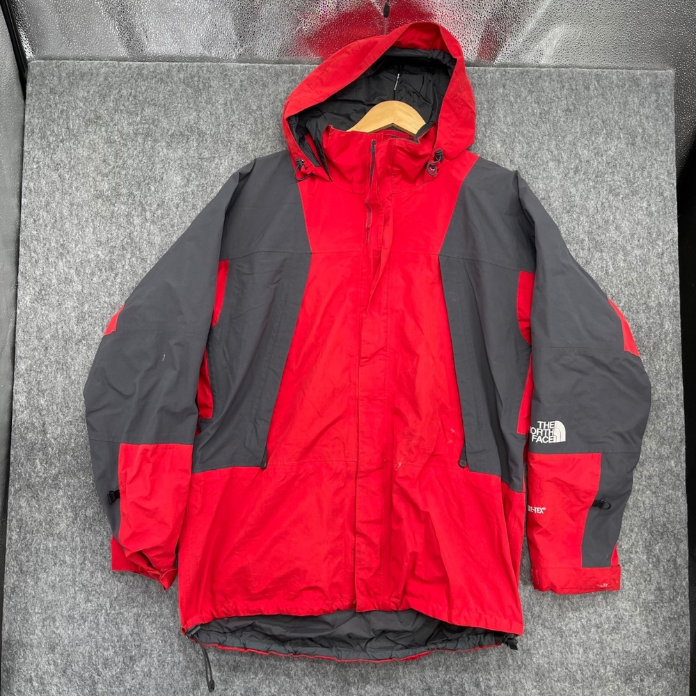 The North Face Gore-Tex Mountain Parka Jacket Mens Large Red Grey Colorblock